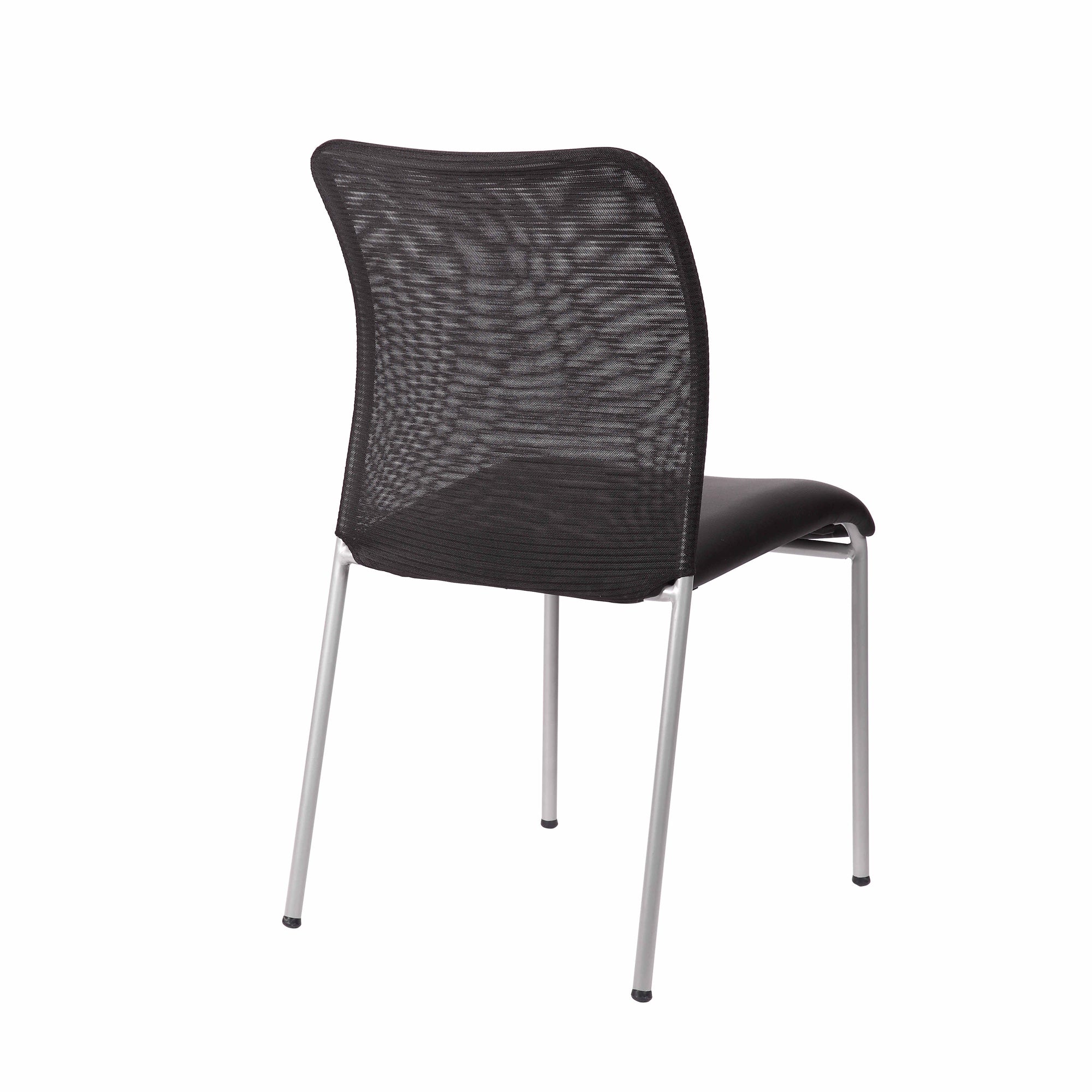 Weston Stackable Armless Visitor Chair, Mesh Back/Vinyl Seat, Black