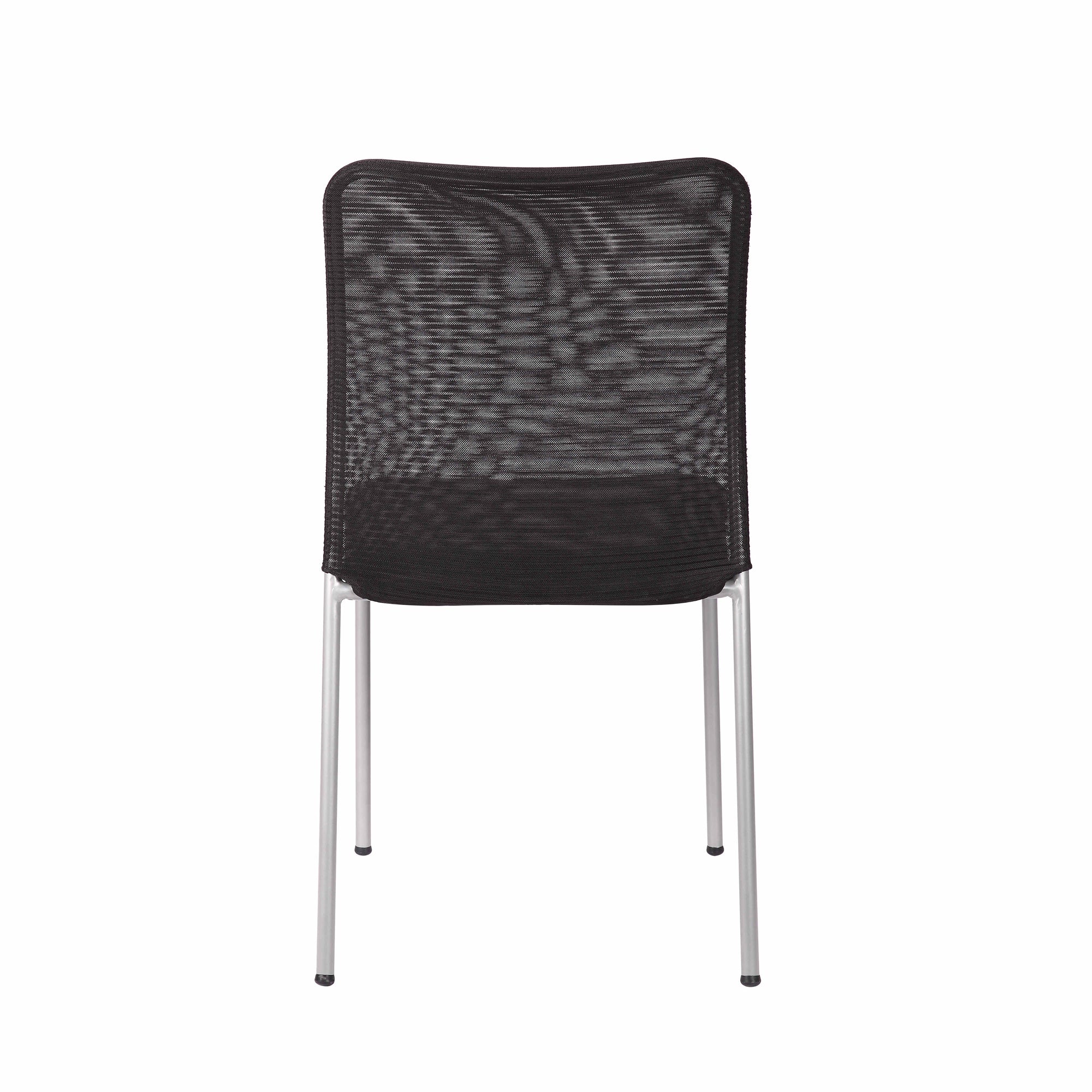 Weston Stackable Armless Visitor Chair, Mesh Back/Vinyl Seat, Black