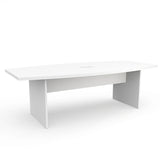 Sheridan 8-Ft. Boat-Shaped Conference Table with Silver Rectangular Grommet, 94.5"Wide x 43"Deep x 30"High, White