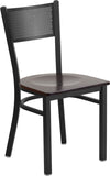 Samson Series Black Grid Back Metal Chair, Wood Seat