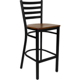 Samson Series Black Ladder Back Metal Barstool