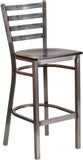 Samson Series Black Ladder Back Metal Barstool