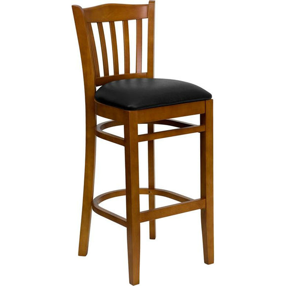 Samson Series Vertical Slat Back Wood Restaurant Barstool