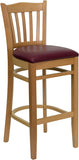Samson Series Vertical Slat Back Wood Restaurant Barstool