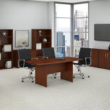 Bush Business Furniture 72W x 36D Boat Shaped Conference Table with Wood Base, Hansen Cherry