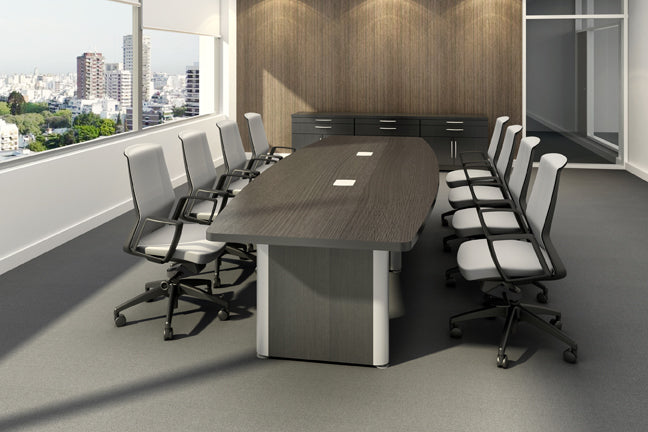 Empresario Boat Shaped Laminate Conference Table with Elliptical Style Bases
