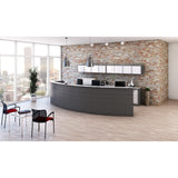 Chiarezza Curved Reception Desk with White Glass Counter Top