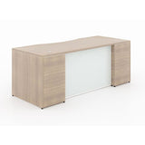 Chiarezza Rectangular Desk Shell with White Glass Modesty Panel