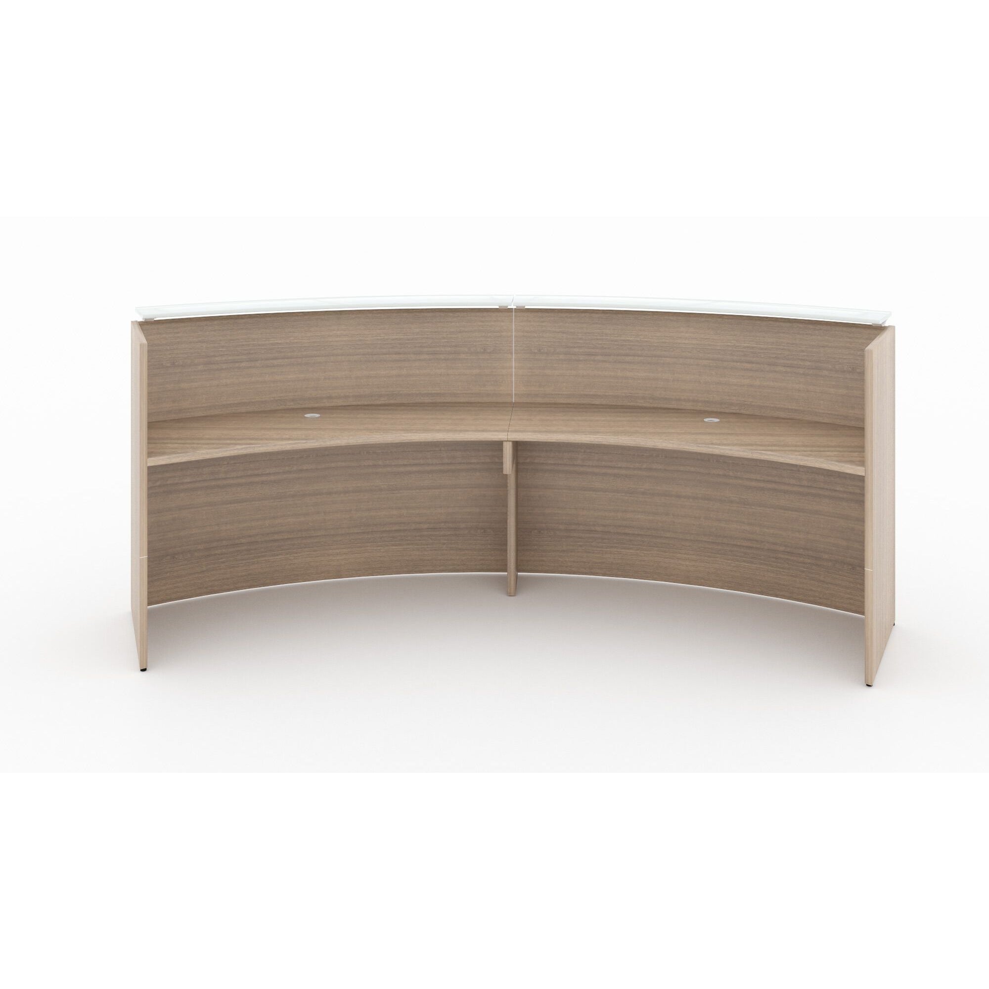 Chiarezza Curved Reception Desk with White Glass Counter Top
