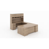 Chiarezza Bow Front Executive U-Shaped Desk with Overhead Hutch