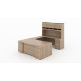 Chiarezza Bow Front Executive U-Shaped Desk with Overhead Hutch