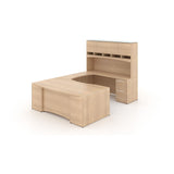 Chiarezza Bow Front Executive U-Shaped Desk with Overhead Hutch