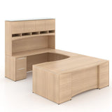 Chiarezza Bow Front Executive U-Shaped Desk with Overhead Hutch