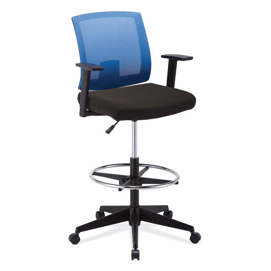 Empresario Mesh Back Task Stool, Upholstered Seat with Footring and Black Base