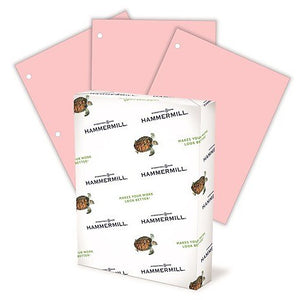 Hammermill Colors Multipurpose 3-HOLE PUNCH Paper, 20 Lbs., 8.5" x 11", Pink (Case or Ream)