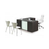 Chiarezza L-Shaped Desk with Glass Modesty Panel