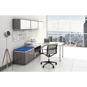 Lucid Desk with Credenza and Floating Hutch