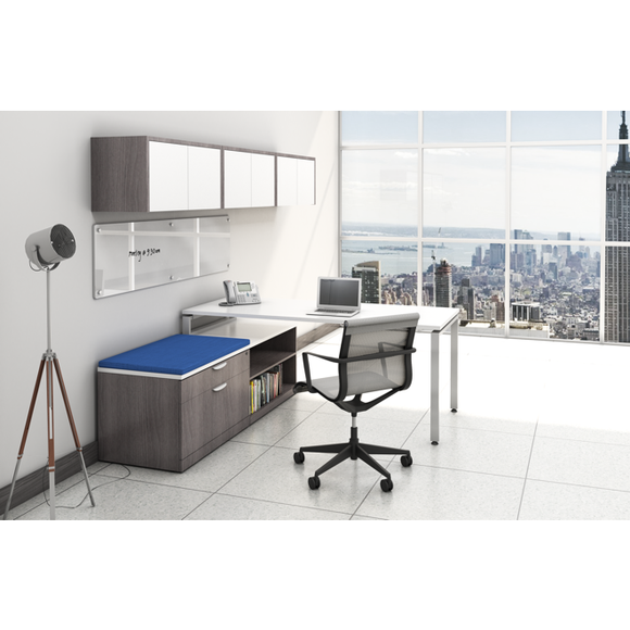 Lucid Desk with Credenza and Floating Hutch