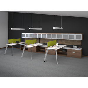 Lucid Shared Work Space with Credenzas, Dividers, and Hutches